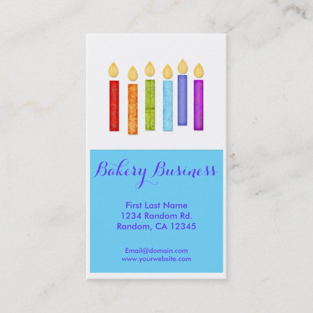 simple candles custom bakery business cards (Front)