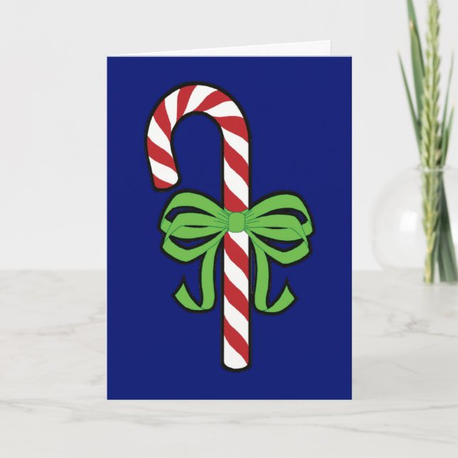 Simple Candy Cane and Ribbon - Christmas Card (Front)