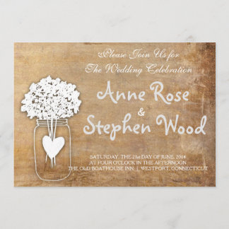 Simple Canvas Mason Jar Wedding Invitation
