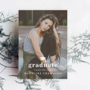 Simple Cap Photo Graduation Invitation