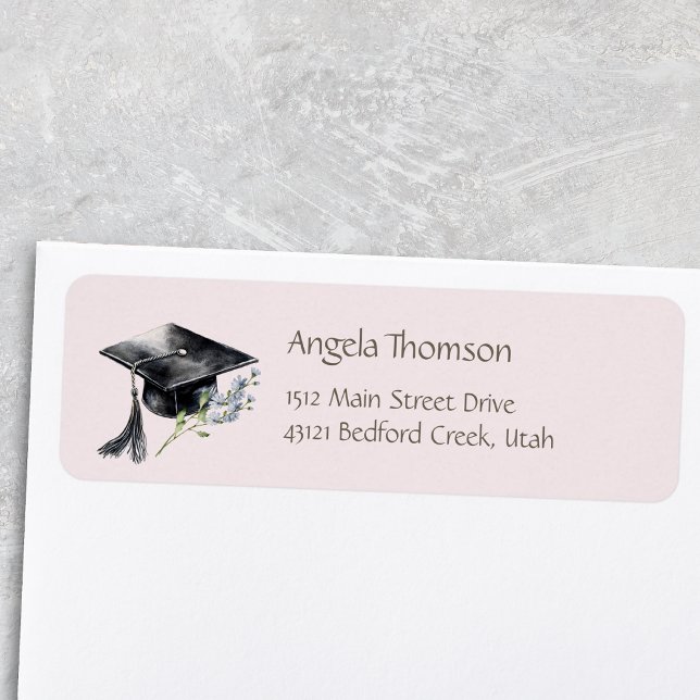 Simple Cap Wildlower Graduation Return Address (Creator Uploaded)
