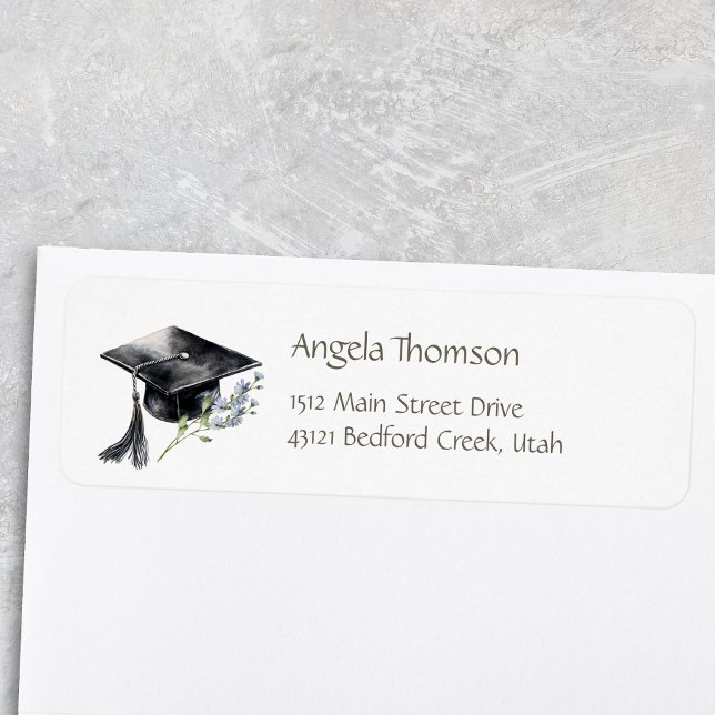 Simple Cap Wildlower Graduation Return Address (Creator Uploaded)