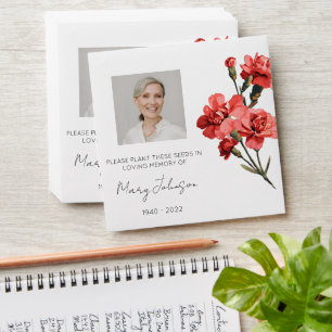 Simple Carnation Photo Funeral Seed Envelope