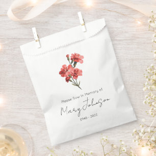 Simple Carnation Seed packet Funeral Favour Bags