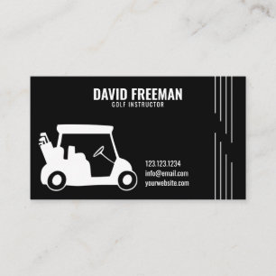 Simple Cart Silhouette Black Golf Instructor Business Card