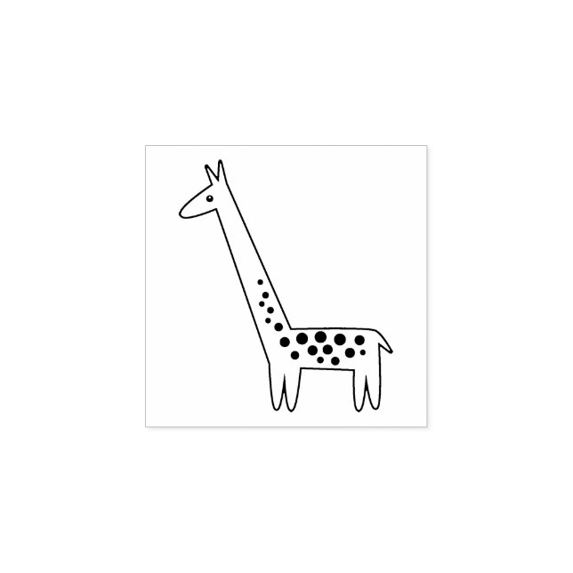 Simple Cartoon Giraffe Rubber Stamp (Imprint)