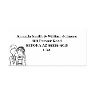 Simple, Cartoon-Iike Spouses Illustration Wedding  Self-inking Stamp