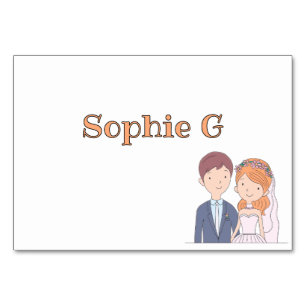 Simple, Cartoon-Iike  Spouses Wedding Place Card