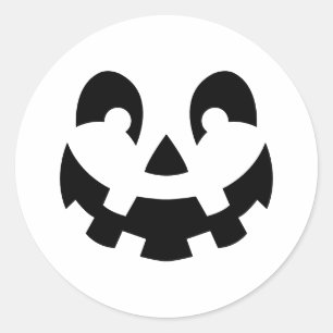 Simple Carved Pumpkin Face Silhouette Halloween Classic Round Sticker