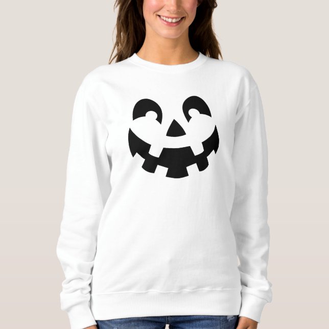 Simple Carved Pumpkin Face Silhouette Halloween Sweatshirt (Front)