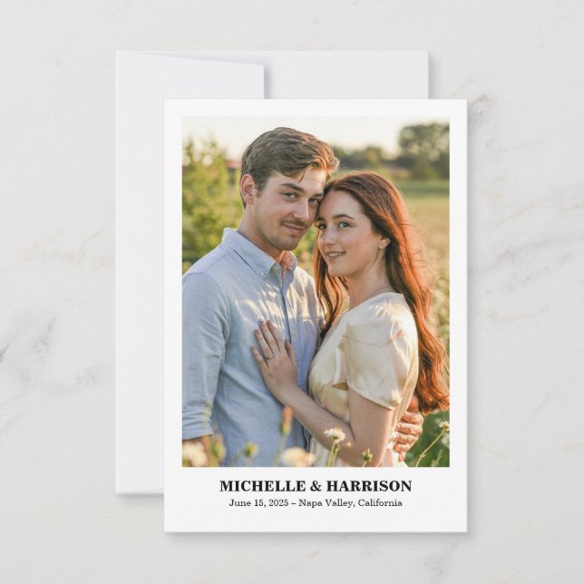 Simple Casual and Fun Text, Photo Save The Date (Front)