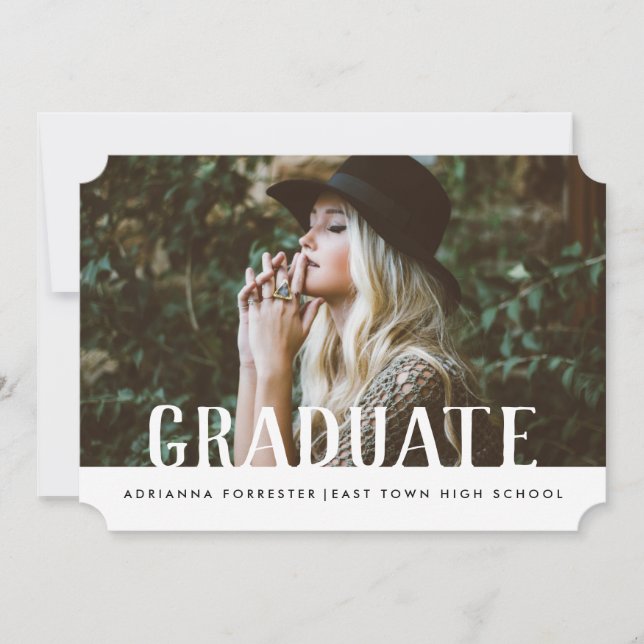 Simple Casual Bold Graduate Photo Invitation (Front)