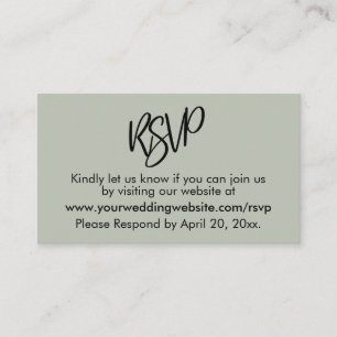 Simple, Casual Sage Green RSVP Enclosure Card