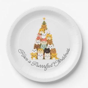Simple Cat Christmas  Paper Plate