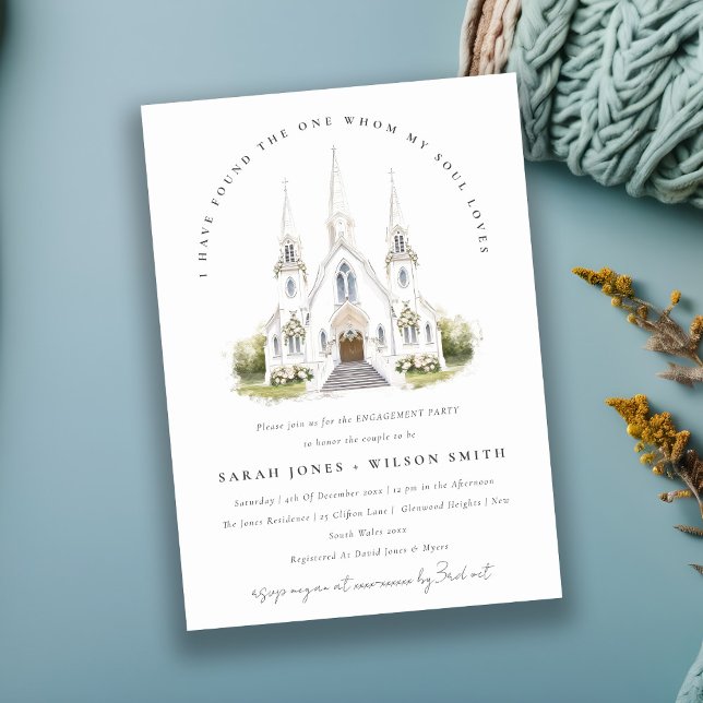Simple Catholic Watercolor Church Engagement Invitation (Creator Uploaded)