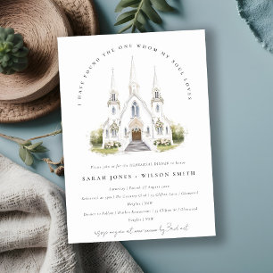 Simple Catholic Watercolor Church Rehearsal Dinner Invitation