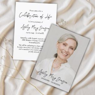 Simple Celebration of Life Photo Funeral Invitation