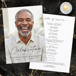 Simple Celebration of Life Photo Funeral Program Programme