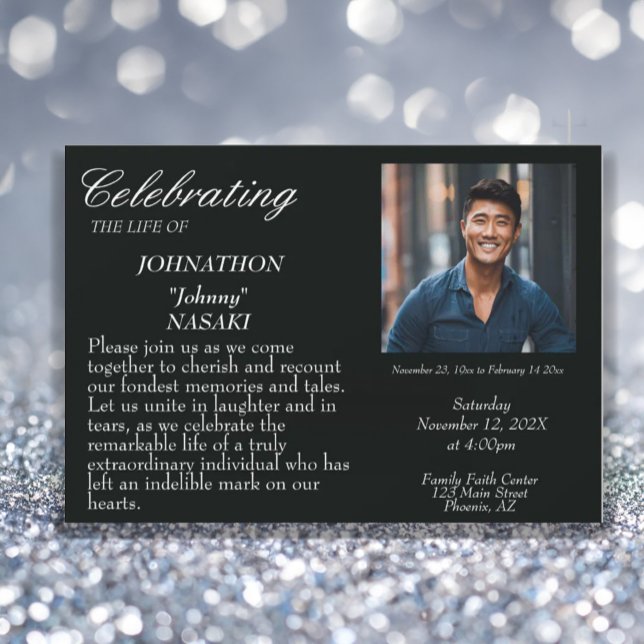 Simple Celebration of Life - Photo Memorial Invitation (Creator Uploaded)