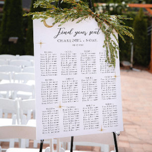 Simple Celestial Gold Moon Wedding Seating Charts
