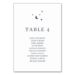 Simple Celestial Table Number with Guest Name