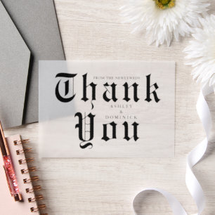 Simple Celtic Calligraphy Thank You Wedding Vellum Invitations