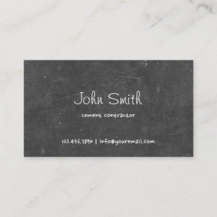 Simple Chalkboard Cement Contractor Business Card