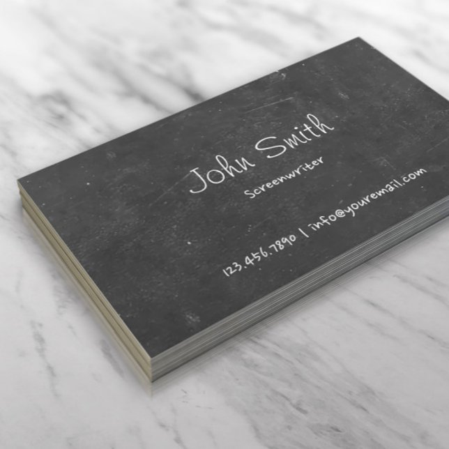 Simple Chalkboard Screenwriter Business Card (Creator Uploaded)