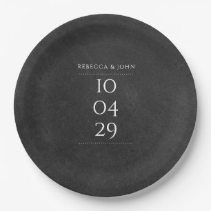 Simple Chalkboard Special Date Wedding Paper Plate