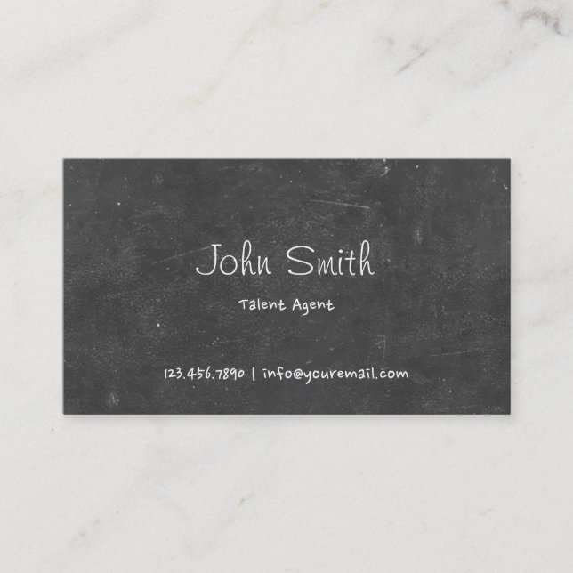 Simple Chalkboard Talent Agent Business Card (Front)