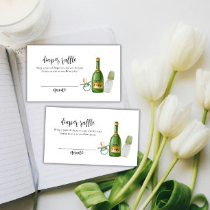 Simple Champagne Bottles Diaper Raffle Baby Shower Enclosure Card