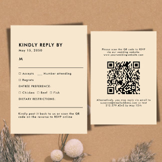Simple Champagne Meal Choice Wedding RSVP Card