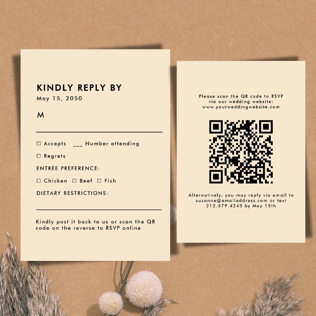 Simple Champagne Meal Choice Wedding RSVP Card (Champagne Meal Choice Wedding RSVP Card)
