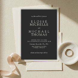 Simple Charcoal Classic Wedding Invitation
