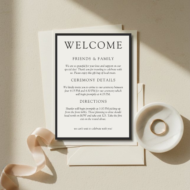 Simple Charcoal Classic Wedding Welcome Programme (Simple Charcoal Classic Wedding Welcome Program)