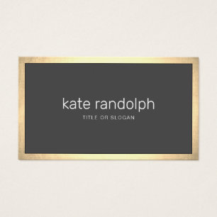 Simple Charcoal Gray  Modern  Gold Border