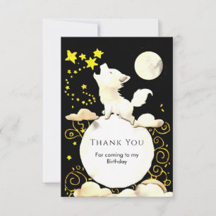 Simple Charm Wolf Birthday Thank You Card