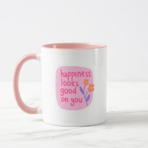 Simple Charming Pink White Happiness Looks Good Mug