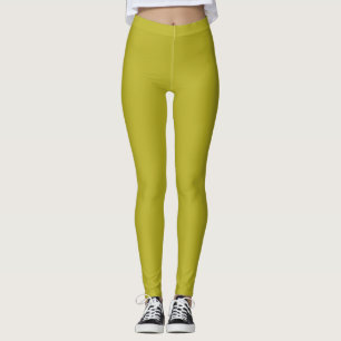 Simple Chartreuse Green Solid Plain Colour Leggings