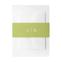 Simple chartreuse lime green invitation belly band
