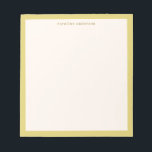 Simple Chartreuse Yellow Border Personalised Name Notepad<br><div class="desc">This notepad features your name in small spaced lowercase lettering at the top with a soft yellow chartreuse border all the way around the page. It's a clean, simple design that looks great on a desk — understated but personal. Add a name and it makes a lovely gift for anyone...</div>