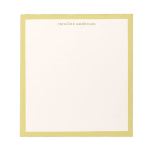 Simple Chartreuse Yellow Border Personalised Name Notepad