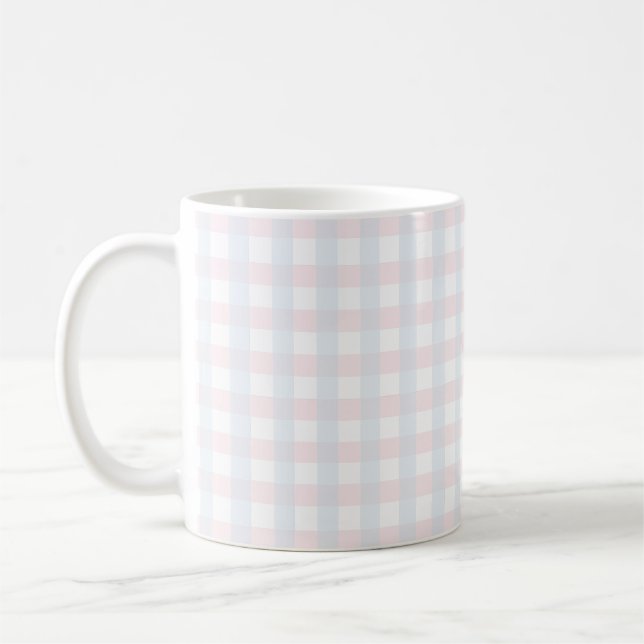 Simple Check pastel blue and pastel pink Mugs (Left)