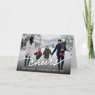 Simple Cheers Calligraphy Script Modern Photo Holiday Card