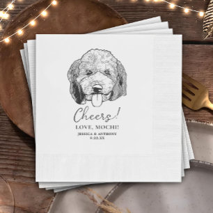 Simple Cheers Dog Hand Drawing Wedding Napkin