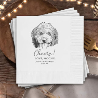 Simple Cheers Dog Hand Drawing Wedding Napkin