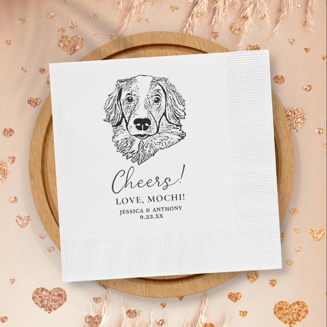 Simple Cheers Dog Hand Drawing Wedding Napkin (Creator Uploaded)