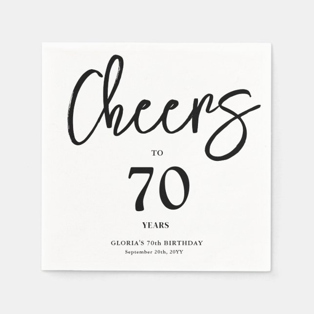 Simple Cheers to 70th Birthday  Napkin (Front)