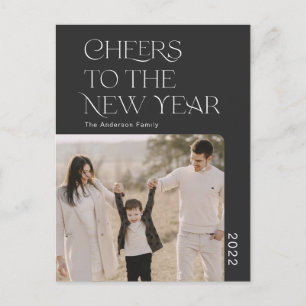 Simple Cheers to the new year 2022 family photo Po Postcard