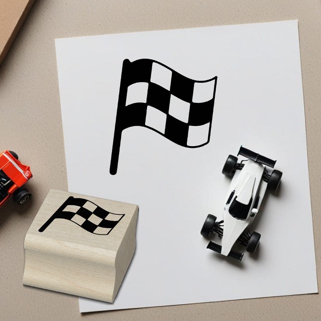 Simple Chequered Racing Flag Mini Wooden Stamp (🏁 Add racing flair to your crafts! 🎨)